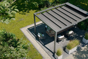 Aluminium Pergola Optiva met Prosail waterproof Harmonicadoek Nesling Platinum