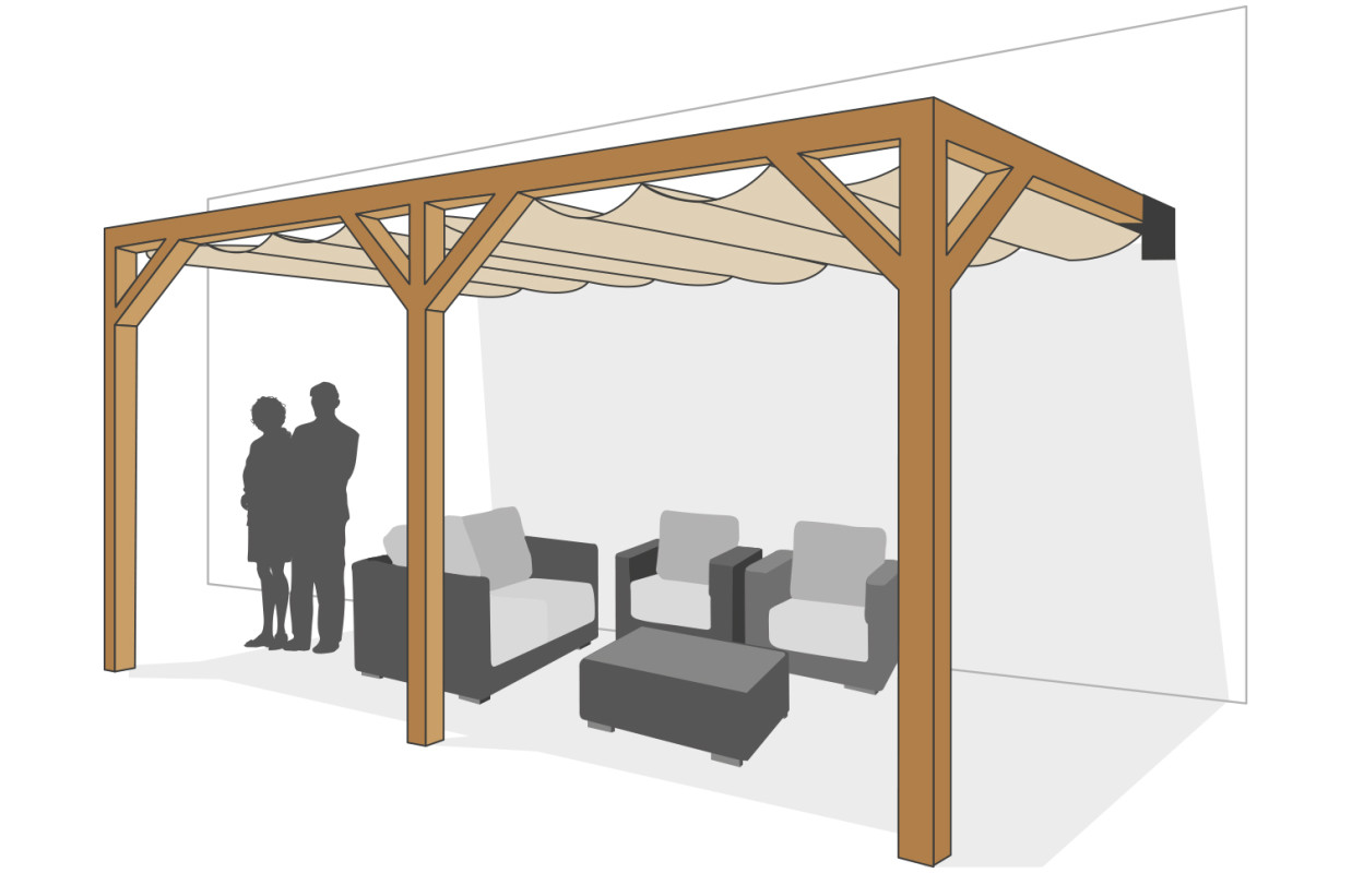 Pergola Wall 2 - Model B Met Pergolakit En Harmonicadoek ~ Gardenonline